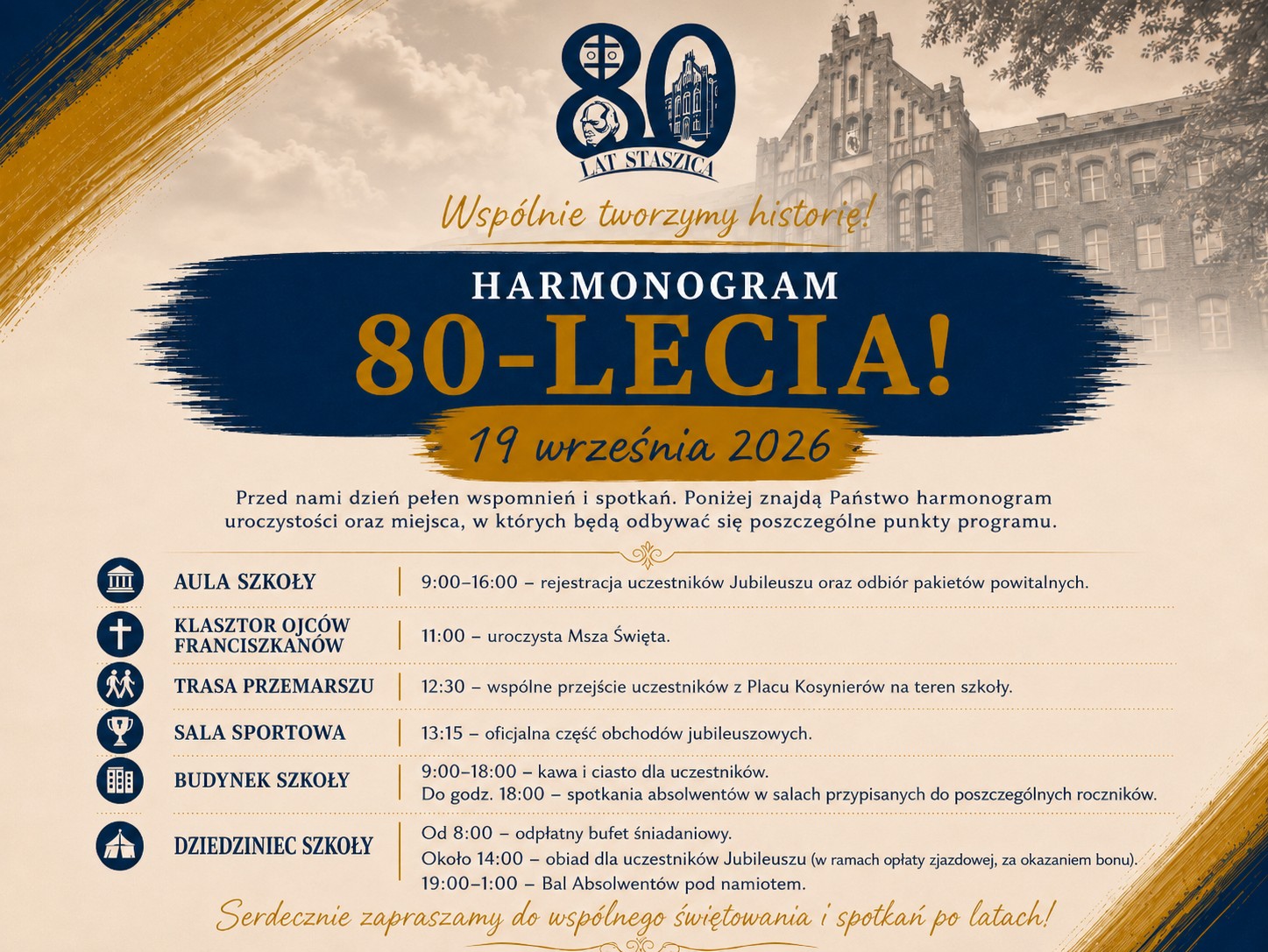 🎓 80 lat I Zespołu Szkół we Wschowie! 🎉Harmonogram obchodów.